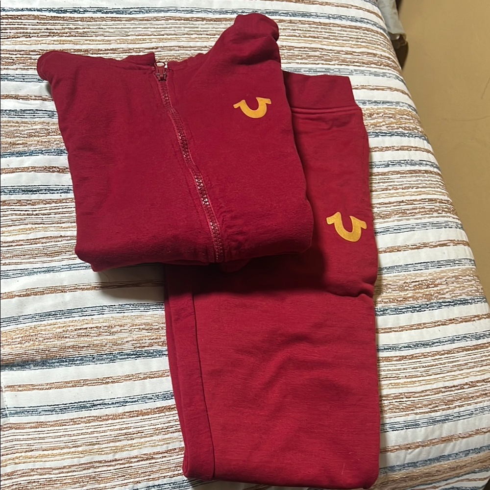 True Religion Red Matching Sweatpants Set